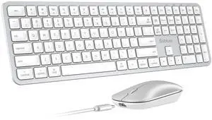 SABLUTE Bluetooth Keyboard and Mouse for Mac, KMA2 Rechargeable Full Size Wireless Combo, Quiet Scissor Keys, 3 Multi-Device Connection, Metallic Texture, Compatible for Mac, MacBook, Silver Wh SABLUTE Bluetooth Keyboard and Mouse for Mac, KMA2 Rechargeable Full Size Wireless Combo, Quiet Scissor Keys, 3 Multi-Device Connection, Metallic Texture, Compatible for Mac, MacBook, Silver Wh