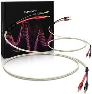 UCINNOVATE White Speaker Wire, 2 Pack 1.5m / 4.9FT OFC HiFi Speaker Cable with Gold-Plated Banana Plugs for Speakers Terminal Home Theater UCINNOVATE White Speaker Wire, 2 Pack 1.5m / 4.9FT OFC HiFi Speaker Cable with Gold-Plated Banana Plugs for Speakers Terminal Home Theater