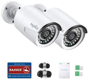 SANNCE 5MP PoE IP Security Camera for PoE NVR, 2Pcs Outdoor Weatherproof Cameras with Smart IR LEDs, Night Vision, Motion Detection, One-Way Audio, Compatible with Alexa SANNCE 5MP PoE IP Security Camera for PoE NVR, 2Pcs Outdoor Weatherproof Cameras with Smart IR LEDs, Night Vision, Motion Detection, One-Way Audio, Compatible with Alexa