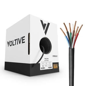 Voltive 22/6 Low Voltage Wire, Riser CL3R, Black, 500ft - 22AWG, 6 Conductors, Stranded Bare Copper, UL Listed - V-1294-2 Voltive 22/6 Low Voltage Wire, Riser CL3R, Black, 500ft - 22AWG, 6 Conductors, Stranded Bare Copper, UL Listed - V-1294-2