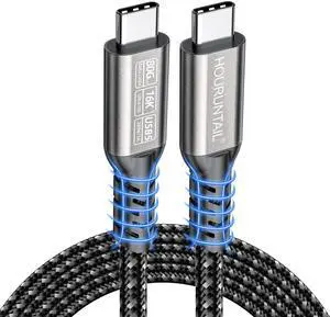 HOURUNTAIL Thunderbolt 5/4/3 Cable 6.6ft 2M,USB4 C to C Right Angle Compatible 80Gbps Braided Data High Speed,120Gbps Bandwidth for 16K/Dual 8K Display PD3.1 240W Charging Phone,Mac,Hub,Docking-Grey HOURUNTAIL Thunderbolt 5/4/3 Cable 6.6ft 2M,USB4 C to C Right Angle Compatible 80Gbps Braided Data High Speed,120Gbps Bandwidth for 16K/Dual 8K Display PD3.1 240W Charging Phone,Mac,Hub,Docking-Grey