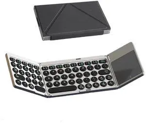 Yunseity Foldable Keyboard, Portable Wireless Keyboard with High Sensitivity Touchpad and PU Leather Cover, for Tablet Laptop Smartphone Connect Up to 3 Devices Yunseity Foldable Keyboard, Portable Wireless Keyboard with High Sensitivity Touchpad and PU Leather Cover, for Tablet Laptop Smartphone Connect Up to 3 Devices