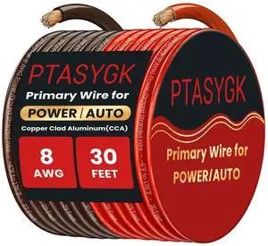 PTASYGK 8 Gauge Wire 30ft Red Black CCA Automotive Battery Power Cable Low Voltage Primary Wire for Car Audio, Solar & Generator - Flexible PVC Jacket PTASYGK 8 Gauge Wire 30ft Red Black CCA Automotive Battery Power Cable Low Voltage Primary Wire for Car Audio, Solar & Generator - Flexible PVC Jacket