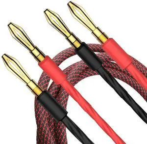 Moonsaudio Pair HiFi Braided Speaker Cable Gold Banana to Banana Plugs Audio Stereo Loudspeaker Wire Cords AWG -99.99% OFC Conductor (8.2FT/2.5M) Moonsaudio Pair HiFi Braided Speaker Cable Gold Banana to Banana Plugs Audio Stereo Loudspeaker Wire Cords AWG -99.99% OFC Conductor (8.2FT/2.5M)