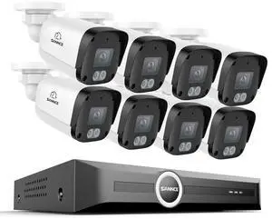 SANNCE 5MP Bullet Surveillance Camera System, 8CH 6MP NVR with 8PCS 5MP HD Weatherproof PoE Security Cameras with H.265 Video Compression, Smart IR LED, APP Push Alert, Remote Access (NO HDD) SANNCE 5MP Bullet Surveillance Camera System, 8CH 6MP NVR with 8PCS 5MP HD Weatherproof PoE Security Cameras with H.265 Video Compression, Smart IR LED, APP Push Alert, Remote Access (NO HDD)