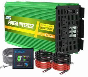 EDECOA 3000W Pure Sine Wave Power Inverter 3000 Watts DC 12V to 110V 120V AC Solar Inverter with 3 Outlets and AC Terminal Block with Remote Controller EDECOA 3000W Pure Sine Wave Power Inverter 3000 Watts DC 12V to 110V 120V AC Solar Inverter with 3 Outlets and AC Terminal Block with Remote Controller
