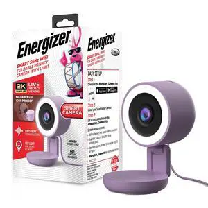 Energizer Smart 2K Wired Indoor Camera with Light for Night Vision, 5GHz & 2.4GHz Wi-Fi, Foldable for Privacy, Remote Access, 130 Wide Angle, Recording, Instant Motion Alerts, Two-Way Audio (Purple) Energizer Smart 2K Wired Indoor Camera with Light for Night Vision, 5GHz & 2.4GHz Wi-Fi, Foldable for Privacy, Remote Access, 130 Wide Angle, Recording, Instant Motion Alerts, Two-Way Audio (Purple)