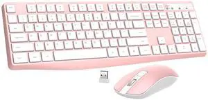Wireless Keyboard and Mouse Combo, Lovaky 2.4G Full-Sized Ergonomic Keyboard Mouse, 3 DPI Adjustable Cordless USB Keyboard and Mouse, Quiet Click for Computer/Laptop/Windows/Mac (1 Pack, Pink) Wireless Keyboard and Mouse Combo, Lovaky 2.4G Full-Sized Ergonomic Keyboard Mouse, 3 DPI Adjustable Cordless USB Keyboard and Mouse, Quiet Click for Computer/Laptop/Windows/Mac (1 Pack, Pink)
