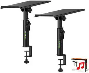 NiuNyuNeu Studio Monitor Stands Tilt Clamp-on Desktop Speaker Stand 10.4"-15.4" Height Adjustable 12 Tilt Home Audio, Set of 2 NiuNyuNeu Studio Monitor Stands Tilt Clamp-on Desktop Speaker Stand 10.4"-15.4" Height Adjustable 12 Tilt Home Audio, Set of 2