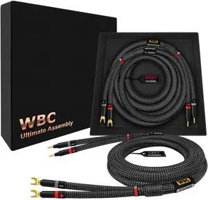 WORLDS BEST CABLES 10 Foot Ultimate - 7 AWG - Ultra-Pure OFC Extra Premium Audiophile HiFi Speaker Cable Pair with Eminence Gold Banana (x2) & Spade (x2) Plugs & Carbon Tweed Jacket WORLDS BEST CABLES 10 Foot Ultimate - 7 AWG - Ultra-Pure OFC Extra Premium Audiophile HiFi Speaker Cable Pair with Eminence Gold Banana (x2) & Spade (x2) Plugs & Carbon Tweed Jacket