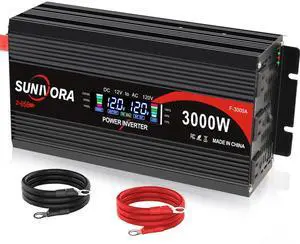3000 Watt Power Inverter 12V DC to 110V/120V AC Converter 6000W Peak with LCD Display, 3 AC Outlets & 2 USB Ports Power Inverters for Vehicles Car Truck Boat RV Camping Solar System EPS 3000 Watt Power Inverter 12V DC to 110V/120V AC Converter 6000W Peak with LCD Display, 3 AC Outlets & 2 USB Ports Power Inverters for Vehicles Car Truck Boat RV Camping Solar System EPS