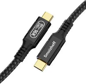 Smoizheff 0.5m USB-C to USB-C Cable 80Gbps 240W PD 3.1, USB4 v2.0 Data Charging Cable with 16K@60Hz Video Output, Compatible with Thunderbolt 4/3, for Laptops, Monitors, SSDs, 1.6FT Smoizheff 0.5m USB-C to USB-C Cable 80Gbps 240W PD 3.1, USB4 v2.0 Data Charging Cable with 16K@60Hz Video Output, Compatible with Thunderbolt 4/3, for Laptops, Monitors, SSDs, 1.6FT
