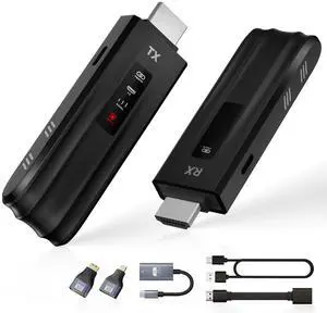 Moman Wireless HDMI Transmitter and Receiver Portable with LED Screen 50m/164FT, Plug & Play Wireless Extender for Streaming Video to Monitor from Laptop/Pc/Smartphone Moman Wireless HDMI Transmitter and Receiver Portable with LED Screen 50m/164FT, Plug & Play Wireless Extender for Streaming Video to Monitor from Laptop/Pc/Smartphone