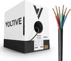 Voltive 18/6 Low Voltage Wire, Riser CL3R, Black, 500ft - 18AWG, 6 Conductors, Stranded Bare Copper, UL Listed - V-1277-2 Voltive 18/6 Low Voltage Wire, Riser CL3R, Black, 500ft - 18AWG, 6 Conductors, Stranded Bare Copper, UL Listed - V-1277-2