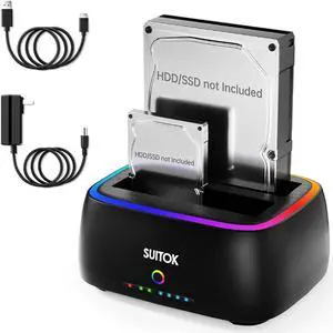 SUITOK Dual Bay SATA Hard Drive Cloner Dock USB C 5Gbps ^^ 2.5" 3.5" ^^ 40TB SUITOK Dual Bay SATA Hard Drive Cloner Dock USB C 5Gbps ^^ 2.5" 3.5" ^^ 40TB