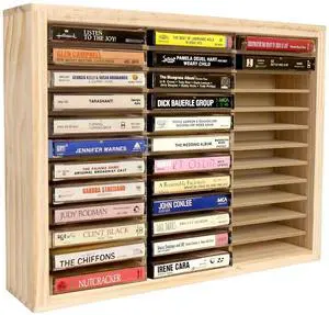 Waratah Designs Cassette Tape Storage Rack, 36-slot Wood Cassette Tape Holder, Wall Mount or Freestanding Audio Cassette Organizer, Playing Card Storage, Unfinished Pine Waratah Designs Cassette Tape Storage Rack, 36-slot Wood Cassette Tape Holder, Wall Mount or Freestanding Audio Cassette Organizer, Playing Card Storage, Unfinished Pine