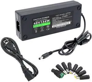 DIGISHUO DC 48V 3A 144W Power Supply Adapter Transformer Switch AC 110V/240V to DC 48V Switching Converter LED Driver for LED Strip Light CCTV Camera Security System DIGISHUO DC 48V 3A 144W Power Supply Adapter Transformer Switch AC 110V/240V to DC 48V Switching Converter LED Driver for LED Strip Light CCTV Camera Security System