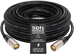 Sound Tools SuperCAT Professional Grade Shielded CAT5e etherCON Cable High-Speed Ethernet Cable with 6Gbps Data Transfer Flexible Polyurethane Jacket & Neutrik Connectors (50 feet, Black) Sound Tools SuperCAT Professional Grade Shielded CAT5e etherCON Cable High-Speed Ethernet Cable with 6Gbps Data Transfer Flexible Polyurethane Jacket & Neutrik Connectors (50 feet, Black)