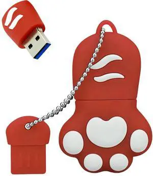 Ecoodisk 128GB USB 3.0 Flash Drive Cartoon Novelty Lovely Cat Paw Memory Stick Silicone Rubber Ainmal Pendrive Red Ecoodisk 128GB USB 3.0 Flash Drive Cartoon Novelty Lovely Cat Paw Memory Stick Silicone Rubber Ainmal Pendrive Red