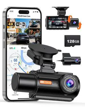 PIOJER 3 Channel 4K Dash Cam with STARVIS 2 Sensor, Free 128GB Card and WiFi 6 up to 20MB/s, Dash Camera for Cars with Front Rear Inside, 4K 2K 1080P, IR Night Vision, GPS, 24H Parking Mode, G-Sensor PIOJER 3 Channel 4K Dash Cam with STARVIS 2 Sensor, Free 128GB Card and WiFi 6 up to 20MB/s, Dash Camera for Cars with Front Rear Inside, 4K 2K 1080P, IR Night Vision, GPS, 24H Parking Mode, G-Sensor