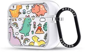 MOSNOVO for AirPods Pro 3 Case, Protective Clear Case with Shockproof Dual Layer Hard Luxe Metal Ring Designed for AirPods Pro 3 Generation - Dinosaur Land MOSNOVO for AirPods Pro 3 Case, Protective Clear Case with Shockproof Dual Layer Hard Luxe Metal Ring Designed for AirPods Pro 3 Generation - Dinosaur Land
