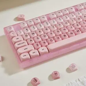 TIMSEKER Pink Foundation Jelly MOA Profile Keycaps Set, 130 Keys PC+PBT Material Dye Sublimation Custom Keycap for Mechanical Keyboard with MX Structure TIMSEKER Pink Foundation Jelly MOA Profile Keycaps Set, 130 Keys PC+PBT Material Dye Sublimation Custom Keycap for Mechanical Keyboard with MX Structure