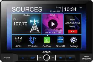 Jensen CAR910W 9 inch Mechless Multimedia Receiver with Wireless and Wired Apple CarPlay l Supports Android Devices l SiriusXM-Ready l Built-in Bluetooth l 240 Watts MOSFET Power (60W x 4) Jensen CAR910W 9 inch Mechless Multimedia Receiver with Wireless and Wired Apple CarPlay l Supports Android Devices l SiriusXM-Ready l Built-in Bluetooth l 240 Watts MOSFET Power (60W x 4)