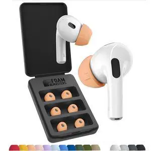 Foam Masters Ultra-Premium Memory Foam Ear Tips for AirPods Pro 1st & 2nd Gen ^^ 3 Pairs ^^ New Ver. ^^ Secure Fit ^^ Super Comfort ^^ Better Noise Cancel ^^ Replacement Buds (Small, Peach) Foam Masters Ultra-Premium Memory Foam Ear Tips for AirPods Pro 1st & 2nd Gen ^^ 3 Pairs ^^ New Ver. ^^ Secure Fit ^^ Super Comfort ^^ Better Noise Cancel ^^ Replacement Buds (Small, Peach)
