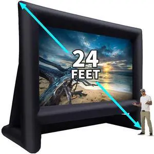 QILEBA 24 Feet Inflatable Projector Movie Screen Outdoor Indoor, Portable Blow Up Cinema Projection Screen, with Air Blower, Tie-Downs and Storage Bag, for Backyard Pool Party Movie Nights QILEBA 24 Feet Inflatable Projector Movie Screen Outdoor Indoor, Portable Blow Up Cinema Projection Screen, with Air Blower, Tie-Downs and Storage Bag, for Backyard Pool Party Movie Nights