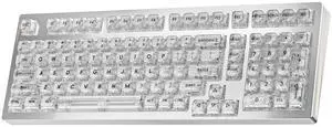 kutethy KY98 Wireless Mechanical Keyboard with Transparent Keycaps,Full Aluminum CNC,Hot-swappable,Pre-lubed Clicky Switches,Gasket Structure,RGB Backlit,BT5.0/2.4G/USB-C Wired (Silver) kutethy KY98 Wireless Mechanical Keyboard with Transparent Keycaps,Full Aluminum CNC,Hot-swappable,Pre-lubed Clicky Switches,Gasket Structure,RGB Backlit,BT5.0/2.4G/USB-C Wired (Silver)