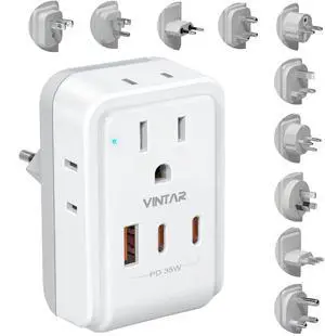 Universal Travel Adapter Kit, VINTAR PD 35W International Power Adapter with 4 AC and 3 USB Ports(2 USB-C), Type A,B,C,D,E/F,G,H,I,L,M Detachable Attachments, Travel Adapter Worldwide for EU/UK/Africa Universal Travel Adapter Kit, VINTAR PD 35W International Power Adapter with 4 AC and 3 USB Ports(2 USB-C), Type A,B,C,D,E/F,G,H,I,L,M Detachable Attachments, Travel Adapter Worldwide for EU/UK/Africa