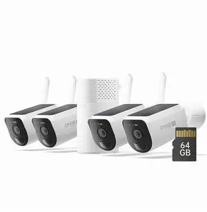 CYVIO 4K Solar Security Camera System Wireless Outdoor, 4-Cam Kit with Battery & Solar Power, CYVIO Long Range WiFi (Up to 700m), Color Night Vision, PIR Detection, No Subscription CYVIO 4K Solar Security Camera System Wireless Outdoor, 4-Cam Kit with Battery & Solar Power, CYVIO Long Range WiFi (Up to 700m), Color Night Vision, PIR Detection, No Subscription