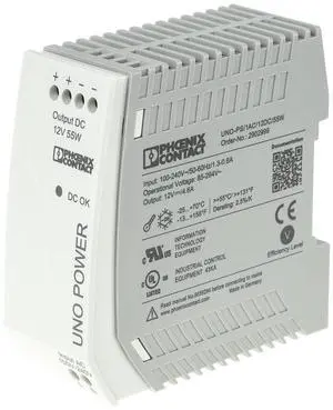 PHOENIX CONTACT UNO-PS/1AC/12DC/55W AC/DC Converter, 55W, 12V, 4.6A PHOENIX CONTACT UNO-PS/1AC/12DC/55W AC/DC Converter, 55W, 12V, 4.6A