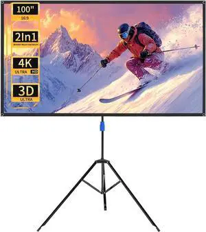 WASJOYE Proiector Screen with Stand 100" - 16:9 4K HD Portable Proiector Screen, 1.2 Gain Indoor Projector Screen, Easy Setup and Carrying, for Home Cinema, Backyard Party Office TV Game WASJOYE Proiector Screen with Stand 100" - 16:9 4K HD Portable Proiector Screen, 1.2 Gain Indoor Projector Screen, Easy Setup and Carrying, for Home Cinema, Backyard Party Office TV Game