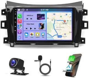 Android Car Stereo for Nissan Navara NP300 2016-2019 with Wireless Carplay Android Auto, 9 Inch Touch Screen Double Din Car Radio Receiver GPS Navigation Bluetooth WiFi SWC Backup Camera Mic, 2 Android Car Stereo for Nissan Navara NP300 2016-2019 with Wireless Carplay Android Auto, 9 Inch Touch Screen Double Din Car Radio Receiver GPS Navigation Bluetooth WiFi SWC Backup Camera Mic, 2