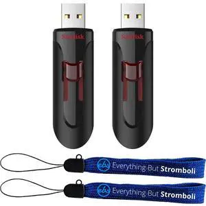 SanDisk 64GB (2 Pack) Glide Flash Drive Up to 100MB/s Read Speed - SDCZ600-064G-B35 - Bundle with (2) Everything But Stromboli Lanyards SanDisk 64GB (2 Pack) Glide Flash Drive Up to 100MB/s Read Speed - SDCZ600-064G-B35 - Bundle with (2) Everything But Stromboli Lanyards