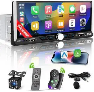 Single Din Car Radio Compatible with Wireless Apple CarPlay,6.9''Car Stereo Single Din Car Radio Compatible with Wireless Apple CarPlay,6.9''Car Stereo