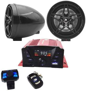 XYC 12V Motorcycle Waterproof FM USB 4 Channel 3 Inch UTV ATV Bluetooth Amplifier Sound System Audio Stereo Hand-Free Speakers Audio (2 Speakers Black) XYC 12V Motorcycle Waterproof FM USB 4 Channel 3 Inch UTV ATV Bluetooth Amplifier Sound System Audio Stereo Hand-Free Speakers Audio (2 Speakers Black)