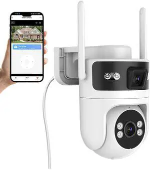 LVQ 8MP Dual Lens WiFi Security Camera Outdoor, AOV 24/7 Recording Surveillance Cam, PTZ Outdoor Plug-in Camera for Home Security with Auto Tracking, APP Alarm, Night Vision, 5G/2.4G WiFi, IP65 LVQ 8MP Dual Lens WiFi Security Camera Outdoor, AOV 24/7 Recording Surveillance Cam, PTZ Outdoor Plug-in Camera for Home Security with Auto Tracking, APP Alarm, Night Vision, 5G/2.4G WiFi, IP65