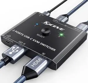 Type USB C KVM Switch 4K@60Hz, 2-Port Type C to HDMI, for 2 Computer Share 1 Monitor Type USB C KVM Switch 4K@60Hz, 2-Port Type C to HDMI, for 2 Computer Share 1 Monitor