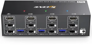 KVM Switch 3 Monitors 3 Computers 4K@144Hz, Camgeet HDMI+2 Displayport Triple Monitor KVM Switch 3 Computer Share 3 Monitors and 4 USB3.0 Devices,Wired Remote and 12V Power Adapter Included KVM Switch 3 Monitors 3 Computers 4K@144Hz, Camgeet HDMI+2 Displayport Triple Monitor KVM Switch 3 Computer Share 3 Monitors and 4 USB3.0 Devices,Wired Remote and 12V Power Adapter Included