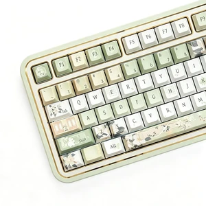 TIMSEKER White and Green Keycaps Set, Botanical Theme Chinese Keycaps TIMSEKER White and Green Keycaps Set, Botanical Theme Chinese Keycaps