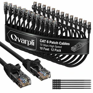 10Gbps Cat 6 Ethernet Cable (10 FT, 12 Pack), Pure Copper Cat6 Patch Cables 10Gbps Cat 6 Ethernet Cable (10 FT, 12 Pack), Pure Copper Cat6 Patch Cables