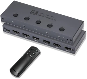 8K HDMI Switch 5 in 1 Out, HDMI 2.1 Switcher 5 in 1 Out with IR Remote 8K HDMI Switch 5 in 1 Out, HDMI 2.1 Switcher 5 in 1 Out with IR Remote