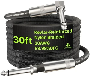 AA AUDIO ACCESSORY 1/4 Instrument Cable 30 ft, 20AWG 99.99% OFC - A Must for Long Guitar Cable, Nylon Braided Anti-Kinking Kevlar-Reinforced, AL&OFC Shielded Amp Cord for Fender Electric Guitar AA AUDIO ACCESSORY 1/4 Instrument Cable 30 ft, 20AWG 99.99% OFC - A Must for Long Guitar Cable, Nylon Braided Anti-Kinking Kevlar-Reinforced, AL&OFC Shielded Amp Cord for Fender Electric Guitar