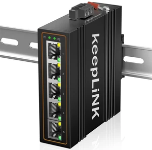 keepLiNK 5-Port Industrial Ethernet Switch, Unmanaged 10/100Mbps DIN-Rail Network Switch, IP40, Operating Temperature Range of -30C 75C (-22F 167F) keepLiNK 5-Port Industrial Ethernet Switch, Unmanaged 10/100Mbps DIN-Rail Network Switch, IP40, Operating Temperature Range of -30C 75C (-22F 167F)