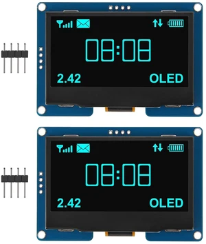 AITRIP 2PCS 2.4" 2.42 inch 128x64 OLED LCD Display Module SSD1309 12864 4 Pin IIC I2C Serial Interface for Arduino UNO R3 C51-Blue Light AITRIP 2PCS 2.4" 2.42 inch 128x64 OLED LCD Display Module SSD1309 12864 4 Pin IIC I2C Serial Interface for Arduino UNO R3 C51-Blue Light