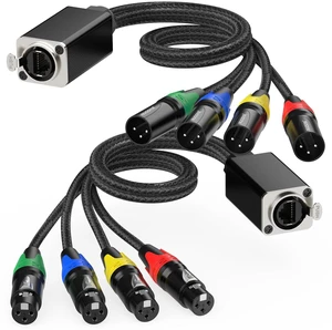 4-Channel XLR Audio Snake, XLR to RJ45 EtherCON Extender Over Ethernet, 3-Pin DMX/AES-EBU Stage & Lighting Snake (1 Pair) - 1.64ft /0.5M CAT6 A Shielded, for Live Sound, Lighting & Recording Studio-A 4-Channel XLR Audio Snake, XLR to RJ45 EtherCON Extender Over Ethernet, 3-Pin DMX/AES-EBU Stage & Lighting Snake (1 Pair) - 1.64ft /0.5M CAT6 A Shielded, for Live Sound, Lighting & Recording Studio-A