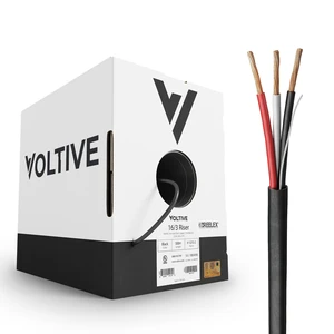 Voltive 16/3 Low Voltage Wire, Riser CL3R, Black, 500ft - 16AWG, 3 Conductors, Stranded Bare Copper, UL Listed - V-1272-2 Voltive 16/3 Low Voltage Wire, Riser CL3R, Black, 500ft - 16AWG, 3 Conductors, Stranded Bare Copper, UL Listed - V-1272-2