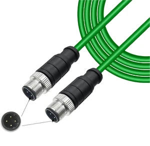 Solnique M12 4-Pin D-Code Male to Male Ethernet Cable, Green PVC Industrial Profinet Cable for Baumer Omron Sick Encoders, Sensors, Cameras, and Network Hosts Solnique M12 4-Pin D-Code Male to Male Ethernet Cable, Green PVC Industrial Profinet Cable for Baumer Omron Sick Encoders, Sensors, Cameras, and Network Hosts